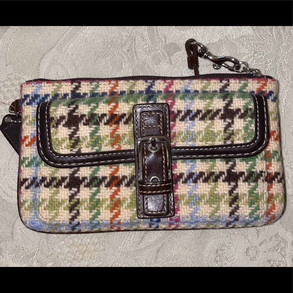 COACH Tattersall Tweed Wool Wristlet